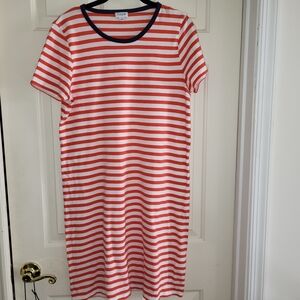 J. Crew Red and White Striped T-Shirt Dress